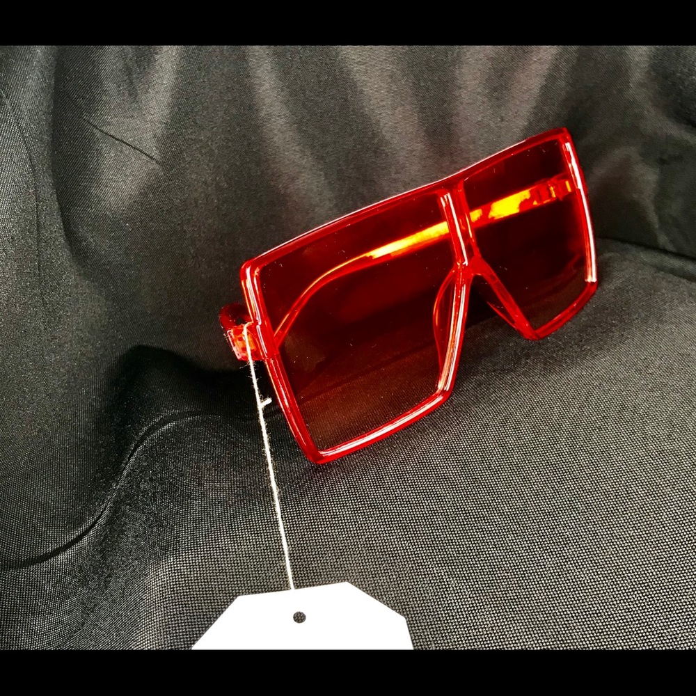 Oversized Red Frame RedTinted Shades